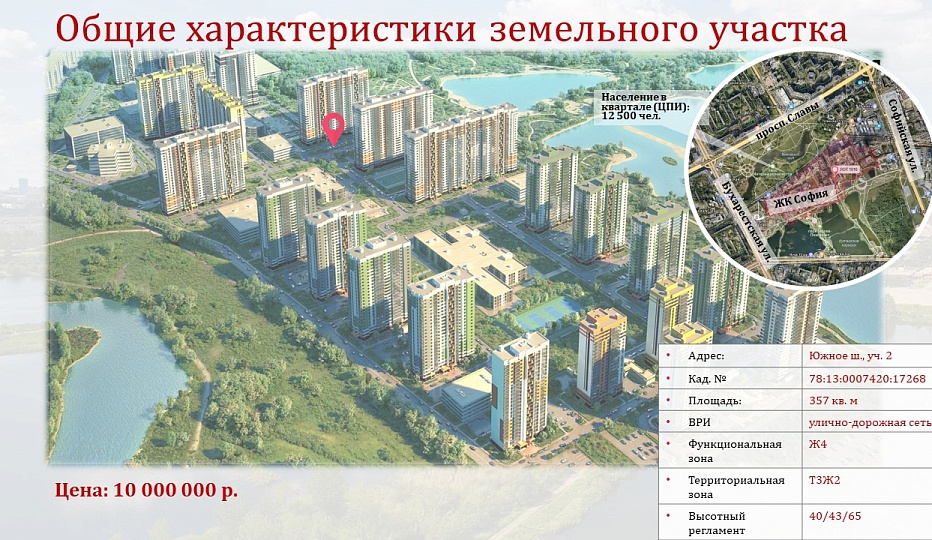 Земельный участок площадью 0,0357 га - ЖК "София"