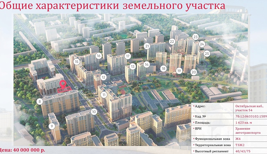 Земельный участок площадью 0,1623 га - ЖК "Цивилизация на Неве"